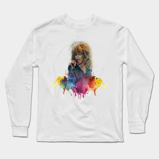 TINA TURNER WITH SPLASH COLOR ART PAINTING Long Sleeve T-Shirt